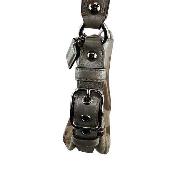 Coach Zoe Signature Logo Small Baguette Shoulder Bag Brown Silver Y2K Twee Luxe - Picture 5 of 13